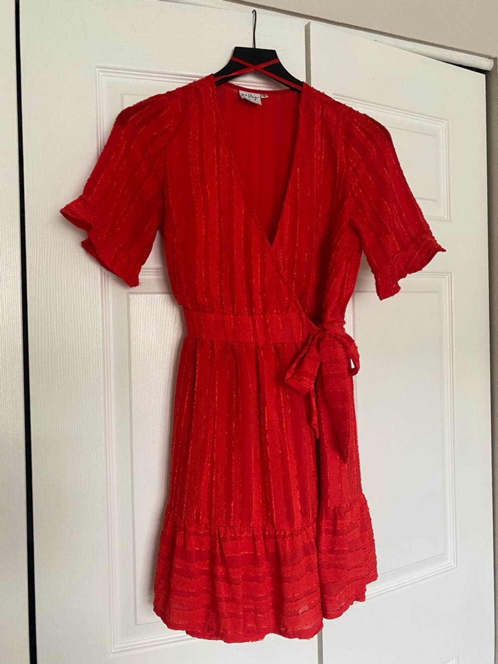 Princess Polly Red Textured Wrap Mini Dress